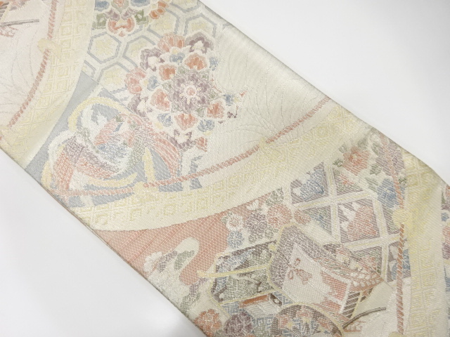 佐賀錦　幕に御所車・鳳凰・華紋織り出し　袋帯